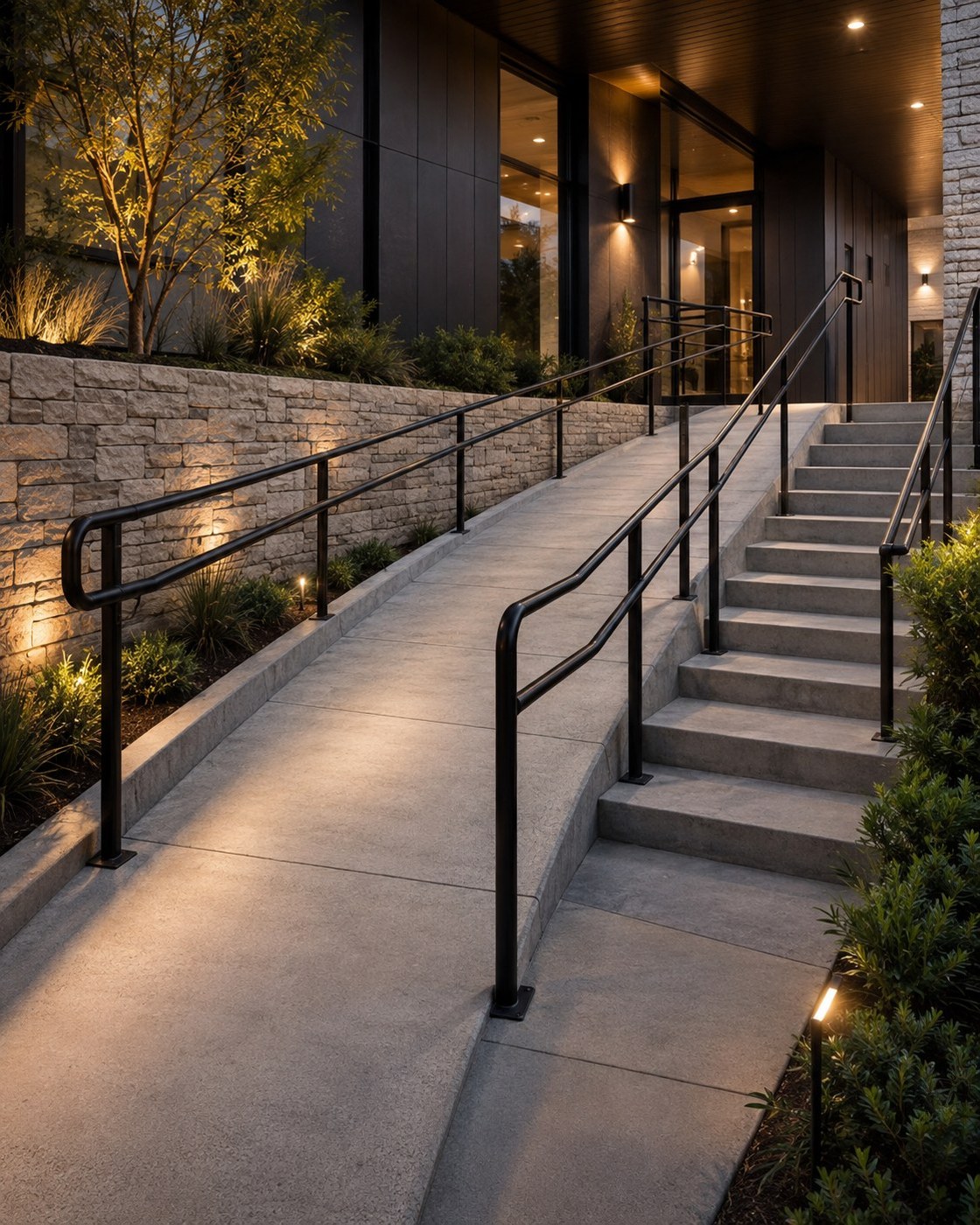 Accessible ramp and stair handrails