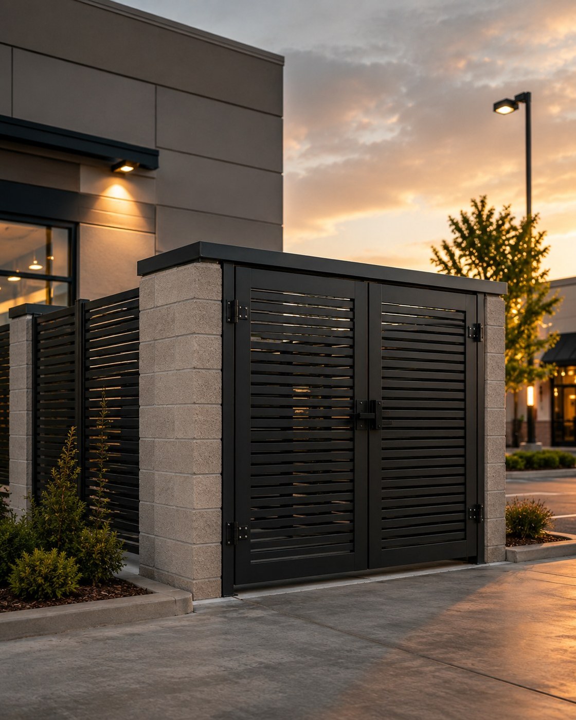 Commercial metal dumpster enclosure