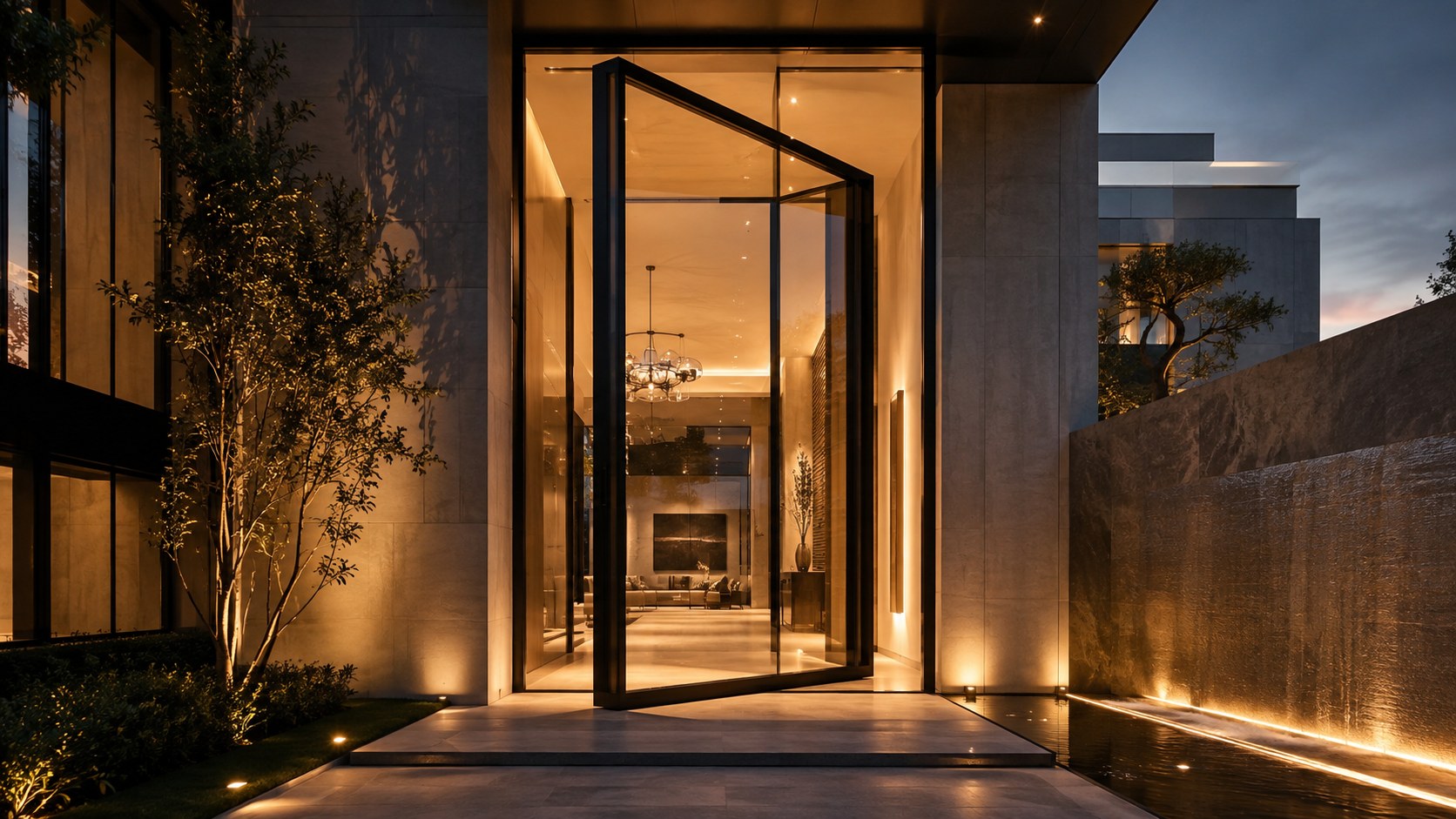Luxury oversized glass pivot door